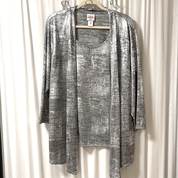 Silver Party Shirt with Attached Jacket - Picture 1 of 3